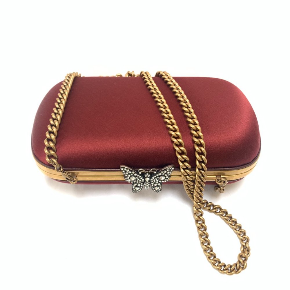 Gucci Broadway Butterfly Handbag Clutch  Burgundy NEW IN BOX WITH DUSTBAG